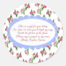 Blommor baby shower - Bön ljus etikett