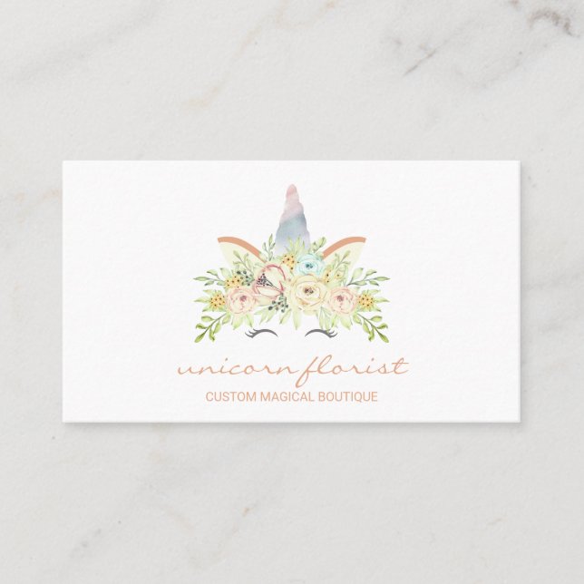 Blommor Baby Shower Boutique Enhörning Visitkort (Framsida)