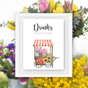 Blommor, babydusch - Drinks hjälper dig själv Poster