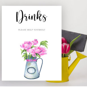 Blommor, babydusch Drinks hjälper dig själv Poster