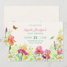 Blommor, babydusch inbjudningar