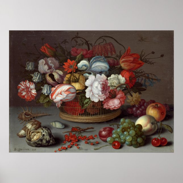 Blommor - Balthasar van der Ast Fint konsttryck Poster (Framsidan)