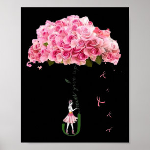 Blommor Band Bröstcancer Medvetenhet Fighter Kvinn Poster