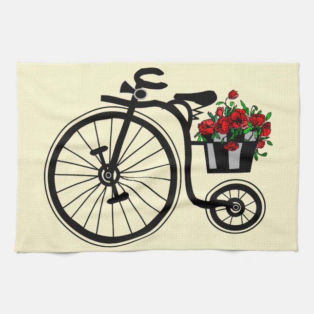 Blommor Bicycle Kitchen Towel Kökshandduk (Horisontell)