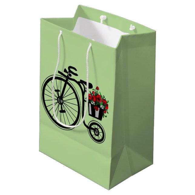 Blommor Bike Gift Bag - Ditt Färg - Text (Baksidan Vinklad)
