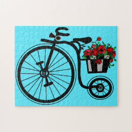 Blommor Bike Jigszle Puzzle Gift Pussel