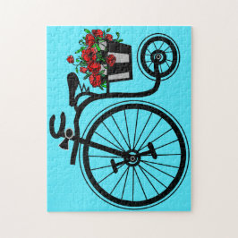 Blommor Bike Jigszle Puzzle Gift Pussel
