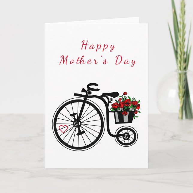 Blommor Bike Mors dag Card Kort (Framsida)
