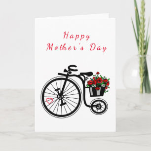 Blommor Bike Mors dag Card Kort