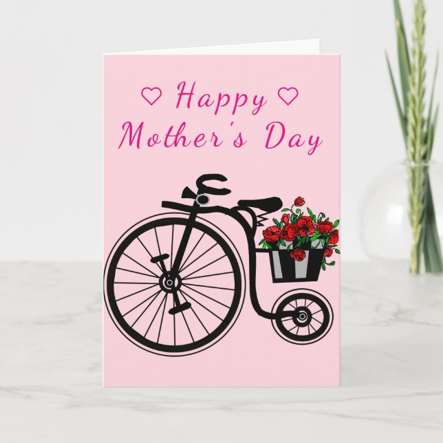 Blommor Bike Mors dag Card Kort (Framsida)