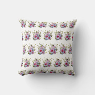 BLOMMOR & BIN Digital ritning, rosa stockrosor Kudde