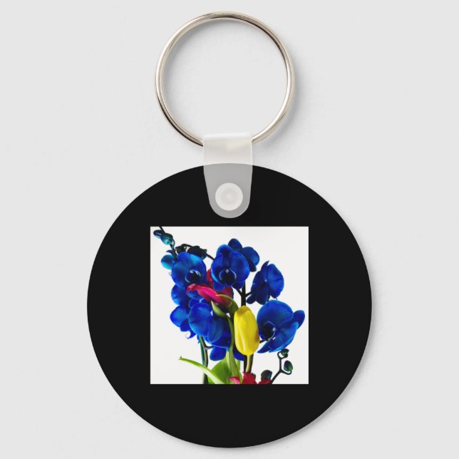 Blommor - blå orkidéer nyckelring (Framsida)