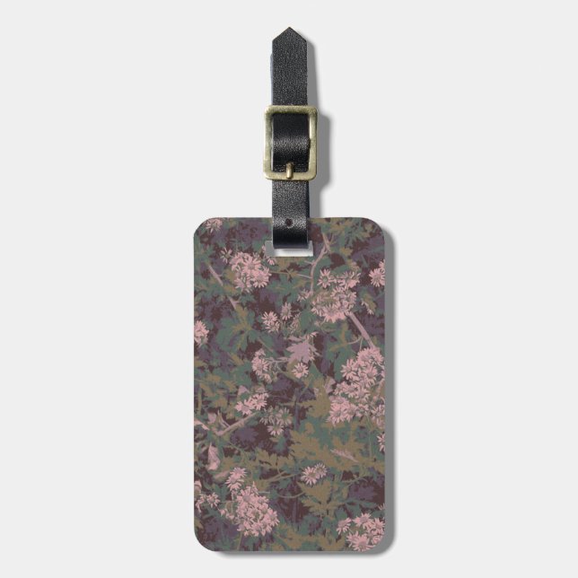 Blommor, blad och kamouflage bagagebricka (Vertikal Framsida)