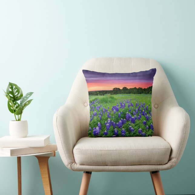 Blommor | Blånät i Sunset Texas Kudde (Stol)