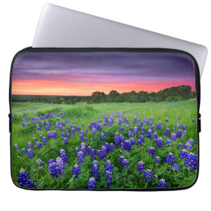 Blommor Blånät i Sunset Texas Laptop Fodral