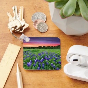 Blommor Blånät i Sunset Texas Nyckelring