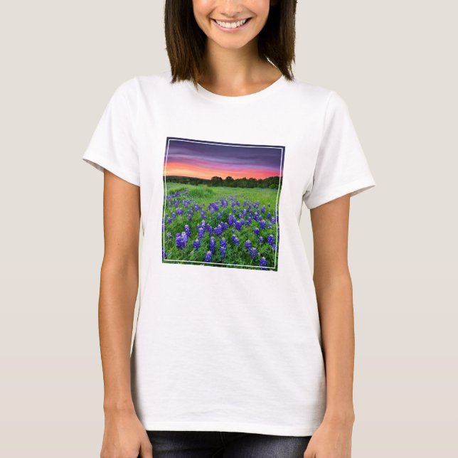 Blommor | Blånät i Sunset Texas T Shirt (Framsida)
