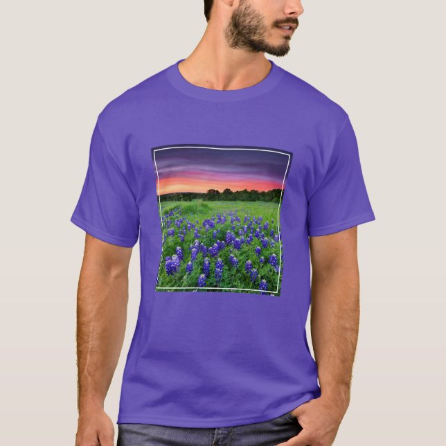 Blommor | Blånät i Sunset Texas T Shirt (Framsida)