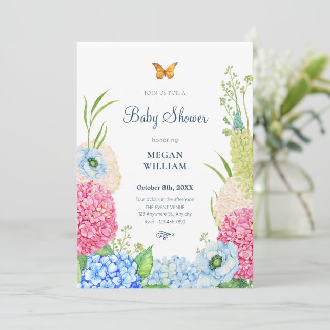 Blommor blåser babydusch för fjäril inbjudningar (Stående Fram)