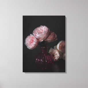 Blommor Blek Rosa Peonies i Vas Canvastryck