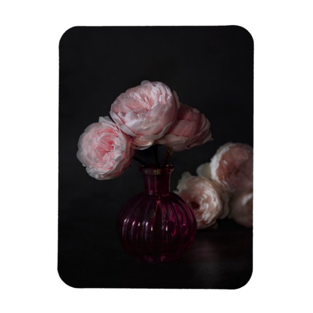 Blommor | Blek Rosa Peonies i Vas Magnet (Vertikal)