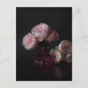 Blommor   Blek Rosa Peonies i Vas Vykort