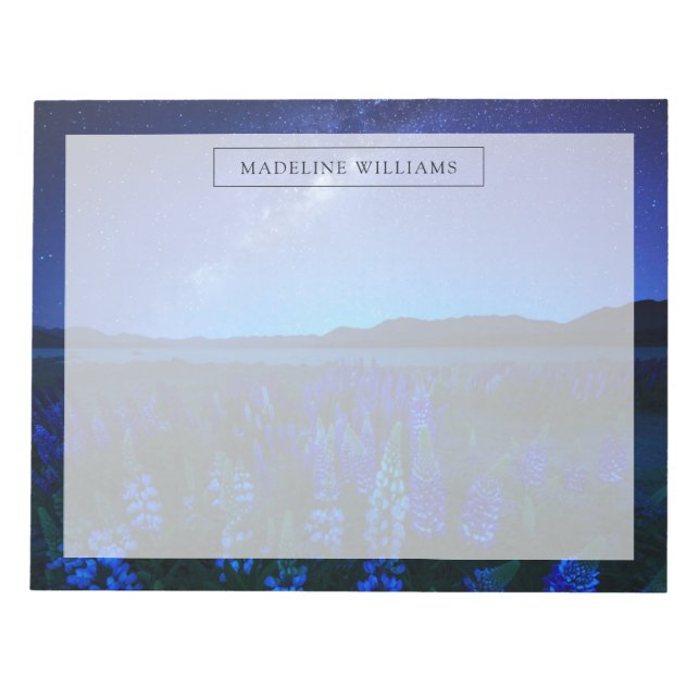 Blommor | Blodvallning vid Natten Sjö Tekapo Anteckningsblock (Framsida)