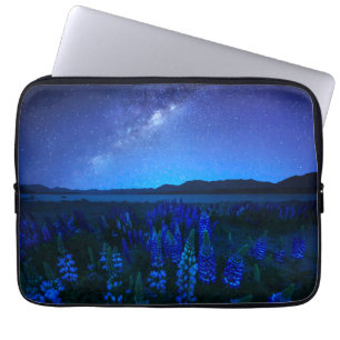 Blommor Blodvallning vid Natten Sjö Tekapo Laptop Fodral