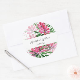 Blommor Blommar Original Konst Akvarell Monogramme Runt Klistermärke