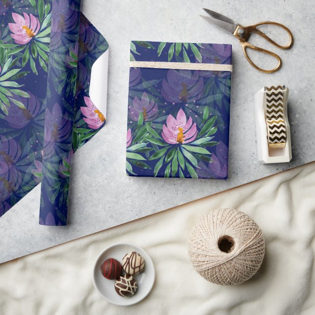 Blommor Blommar Violett Akvarell Konst Presentpapper (Hantverk)