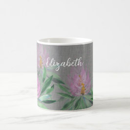 Blommor Blommar Violett Vattenfärg Monogram Kaffemugg