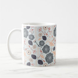 Blommor, Blommigt Grått Blue Peach Kaffemugg