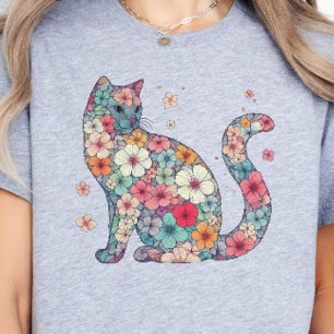 Blommor, blommor och katt, blommor, Blommar, katt T Shirt