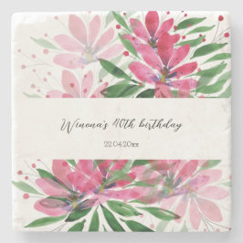 Blommor Bloom Original Art Watercolor Monogrammad Stenunderlägg