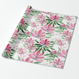 Blommor Bloom Original Art Work Watercolor Presentpapper