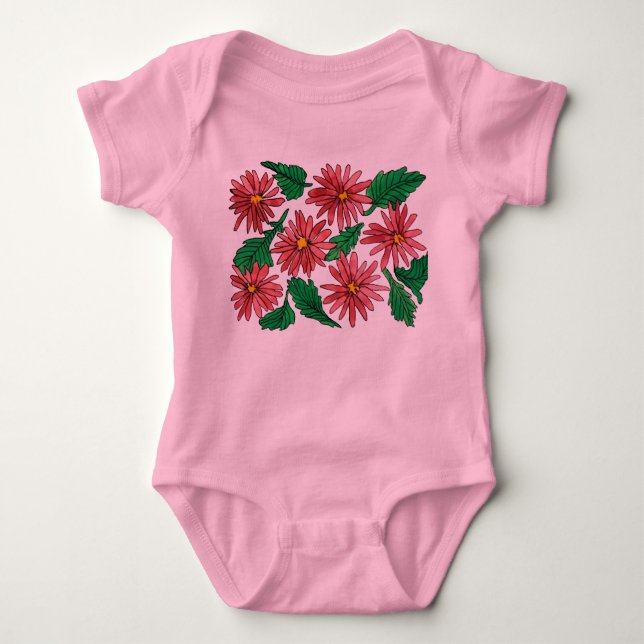 Blommor Bodysuit T Shirt (Framsida)