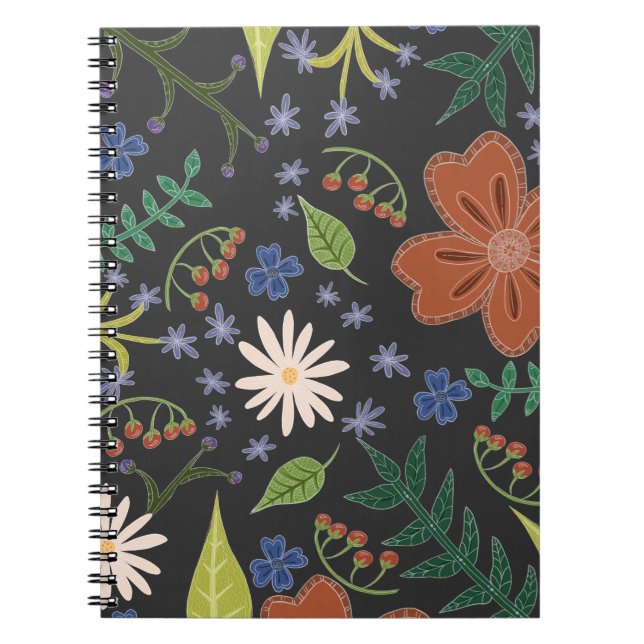 Blommor Boho Indie Hippie Aesthetic Original Anteckningsbok (Framsidan)