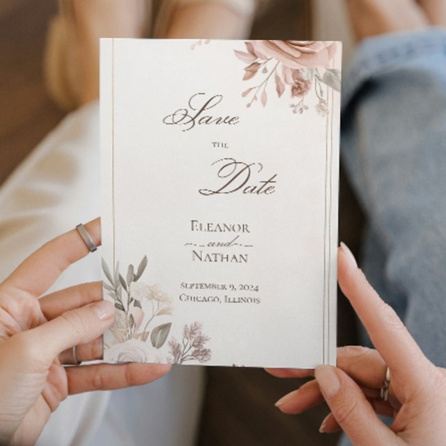 Blommor Boho lila spara datumet Inbjudningar (Skapare uppladdad)