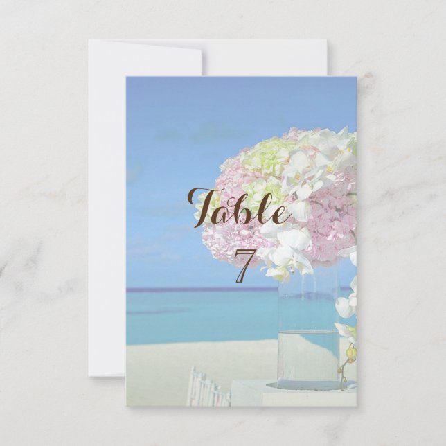Blommor Bordskort Bröllop på Strand (Framsida)