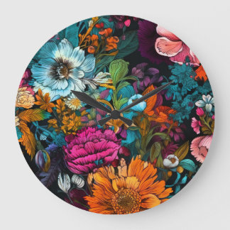 Blommor botaniska mönster #nature stor klocka