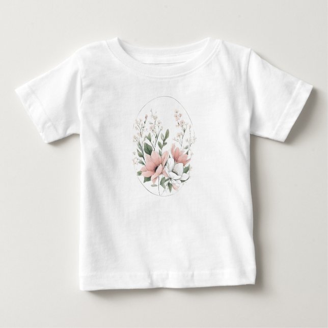 Blommor, bouquet, blommigt, böjning, årstid, vår 4 t shirt (Framsida)