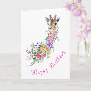 Blommor Bouquet Giraffe Birthday Card Kort