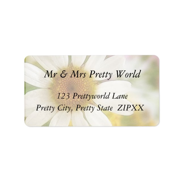 Blommor Bouquet - vit Daisy Adressetikett (Framsidan)