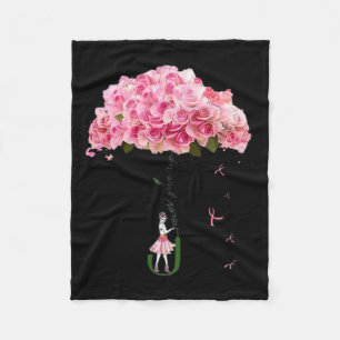 Blommor - Bröstcancer - medvetandegörande om bröst Fleecefilt
