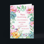 Blommor Brother och syster i advokatfirandet Kort<br><div class="desc">Lycklig bröllop-årskort för bror och syster i juridik med söt vår blommor och fåglar och hjärtlig vers.</div>