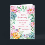 Blommor Brother och syster i advokatfirandet Kort<br><div class="desc">Lycklig bröllop-årskort för bror och syster i juridik med söt vår blommor och fåglar och hjärtlig vers.</div>