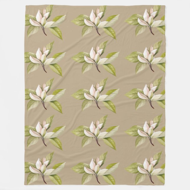 Blommor, brun bakgrund fleecefilt (Framsidan)