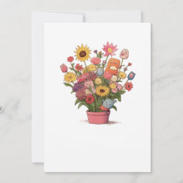 Blommor, bukett, blomkruka inbjudningar