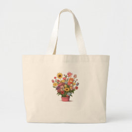Blommor, bukett, blomkruka jumbo tygkasse