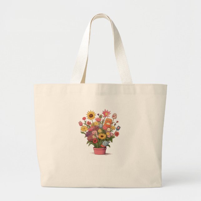 Blommor, bukett, blomkruka jumbo tygkasse (Framsidan)